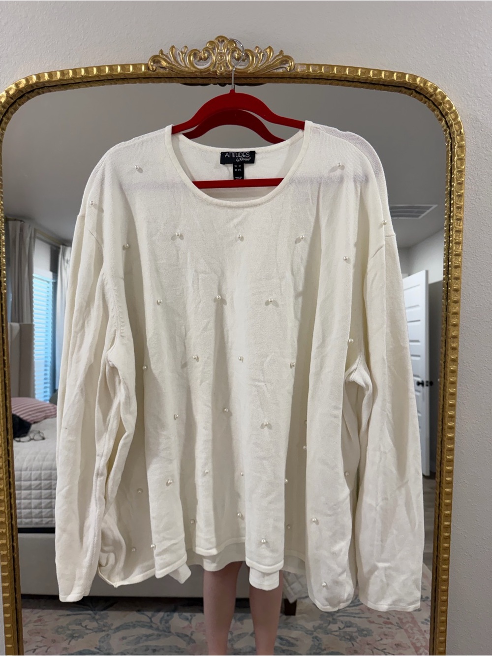 Attitudes by Renee Embellished Long Sleeve White 3X